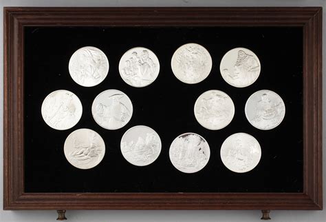 A Silver Coin Collection 50 Pieces Franklin Mint Ab 1970s Weight Ca