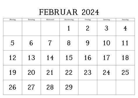 Februar Kalender Zum Ausdrucken Pdf Excel Word