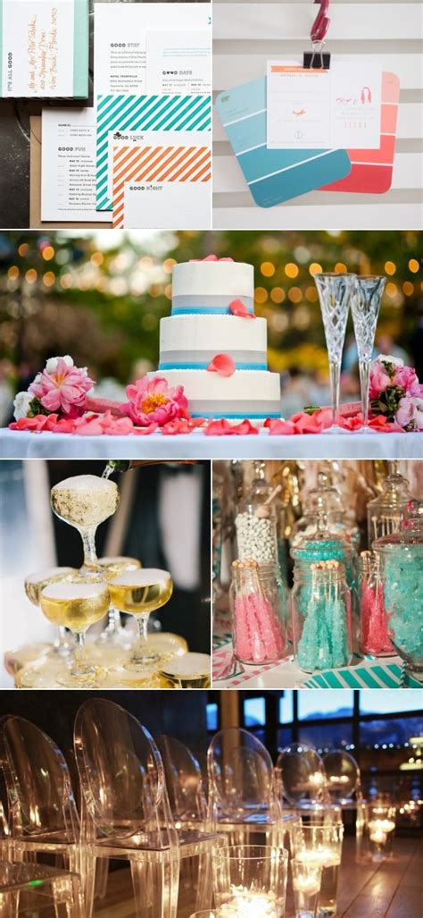 Teal And Coral Theme Wedding Modern Brides