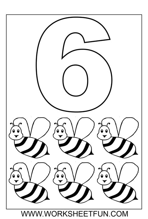 Click the number 1 coloring pages to view printable version or color it online (compatible with ipad and android tablets). Six Bee Numbers Coloring pages for Kids to Print ...