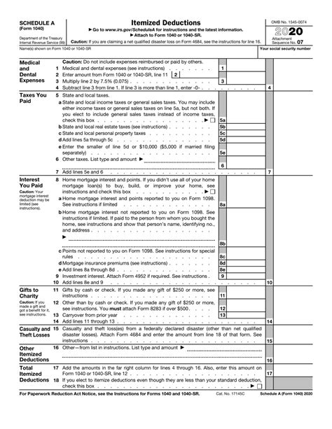 Irs Form 1040 Schedule A 2020 Fill Out Sign Online And Download