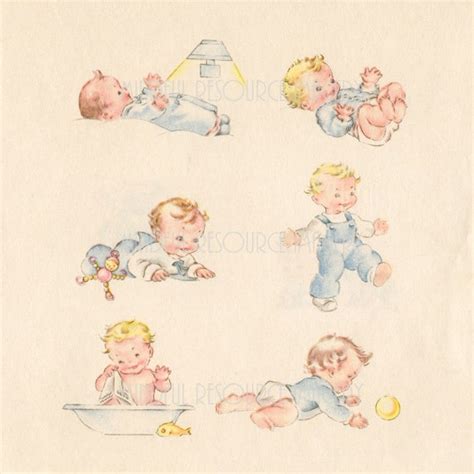 Retro Baby Clip Art Colorful 1940s Vintage Printable Fun Etsy