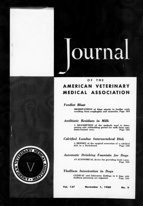 Journal Of The American Veterinary Medical Association 1960 11 01 Vol