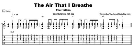 The Hollies The Air That I Breathe Guitar Lesson Tab And Chords Jgb