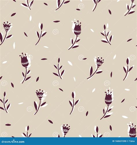 Folk Flowers Seamless Vector Repeating Background Colorful Small