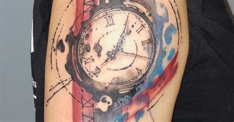 Watercolor Clock Tattoo By Siobhan Alexander Siobhan Alexanders