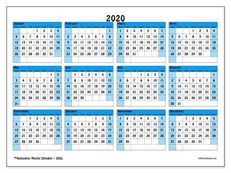 Hämta kalender med helgdagar 2021 för att skriva ut. Kalendrar att skriva ut 2020 (SL) - Michel Zbinden SV
