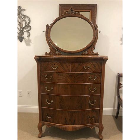 This is a dresser from my grandparents house. 1920s Antique Walnut Tall Dresser With Mirror | Chairish