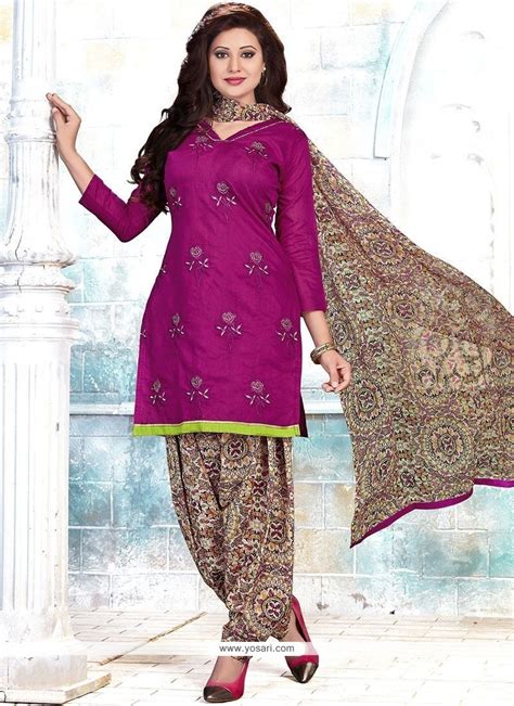 Buy Princely Embroidered Work Pink Cotton Punjabi Suit Punjabi Patiala Suits