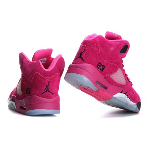 Women Air Jordan 5 Suede Hot Pink Black Price 7540 Women Jordan