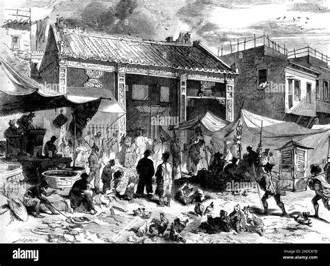 19th Century Chinese Market Place 1872 Illustration Of A Market Place