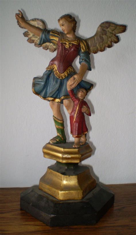 Sin ti soy chiquito y me perdería. "Tobias y el ángel de la guarda" Talla policromada y ...