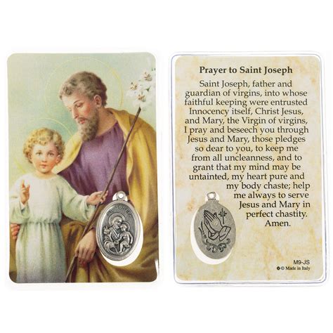 Laminated St Joseph Prayer Card With Medal The Catholic Company®