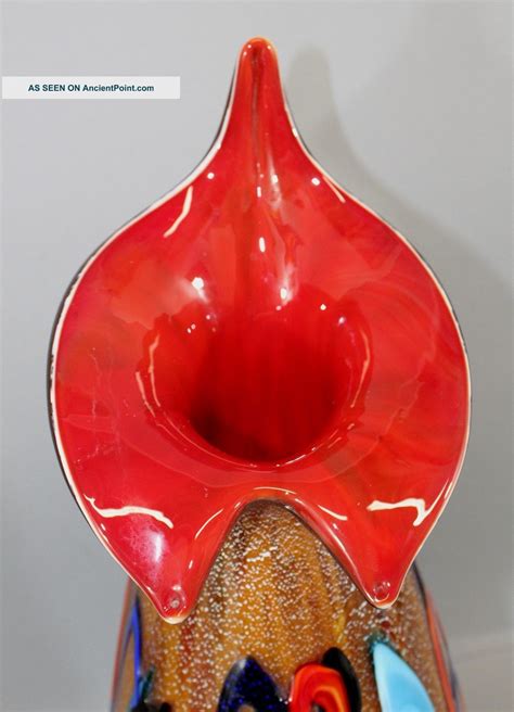 Lrg Vintage Murano Darte Art Glass Jack In The Pulpit Leaf Multicolored Vase Nr
