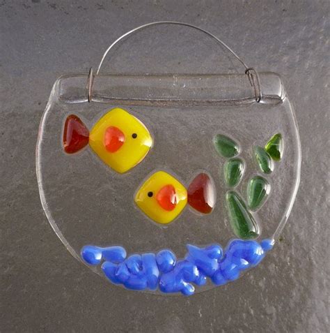 Fused Glass Mini Fish Bowl Suncatcher By Cotterpincrafts On Etsy