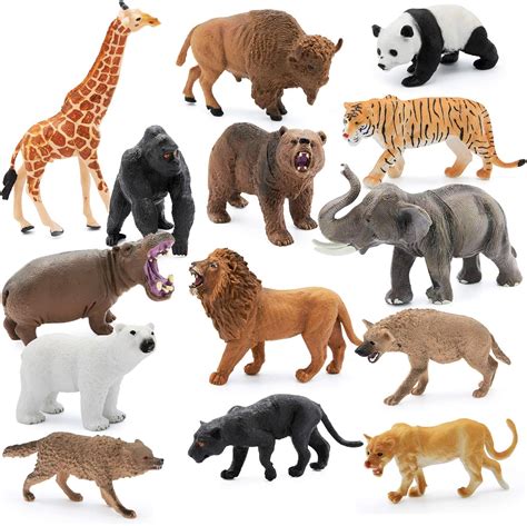 10pcs Plastic Wild Animals Model Kids Toys Figures Play Set Cupcake