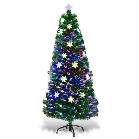 Costway 6ft Pre Lit Fiber Optic Christmas Tree Multicolor Lights