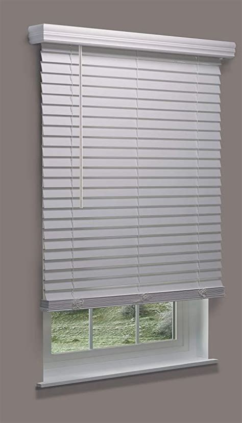 Linen Avenue Cordless Customizable White Faux Wood Blinds 30 To 35 W