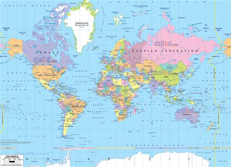 Karta över Världen Region Politiska