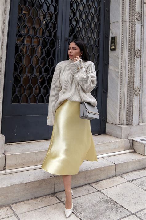 How To Wear A Satin Slip Skirt In Fall Winter Stella Asteria