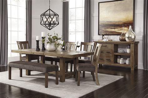 Perfect for casual family dining, this set will fit nicely into the corner of a breakfast room, dining room or kitchen. Ashley Furniture Tamilo 8pc Dining Room Set with Bench ...