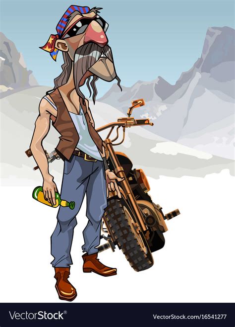 Cartoon Male Biker With A Bottle Royalty Free Vector Image