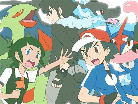 Ash Ketchum And His Greninja With Sawyer And Alain ♡ I Give Good Credit To Whoever Made This
