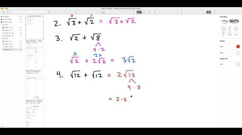 Week 35 Notes Adding And Subtracting Square Roots Youtube
