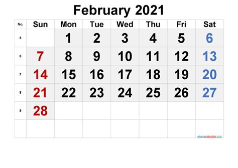 February 2021 Printable Calendar Free Premium March Free Printable