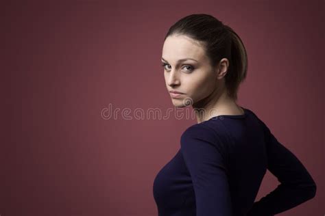 Beautiful Woman Looking Back Stock Image Image Of Posing Attractive