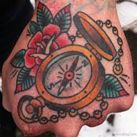 45 Great Compass Tattoos On Hand Tattoo Designs
