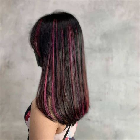 brown hair with pink highlights pink hair streaks pink and black hair pink hair dye hair