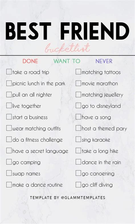 The Best Friend Checklist Is Shown In This Printable Poster With Text On It
