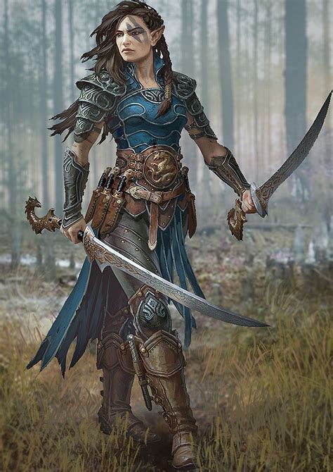 Halbelf Schwertkriegerin Fantasy Art Warrior Female Elf Elf Warrior