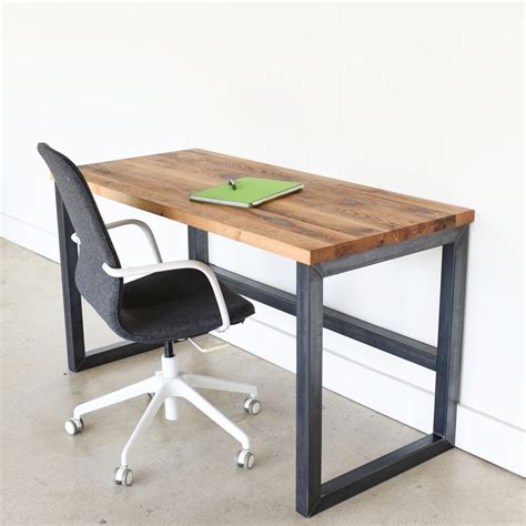 Industrial Reclaimed Wood Desk 2 X 2 Metal Frame What We Make