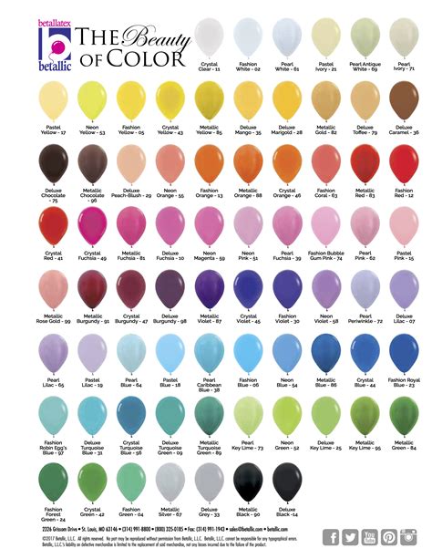 Color And Size Chart Life O The Party