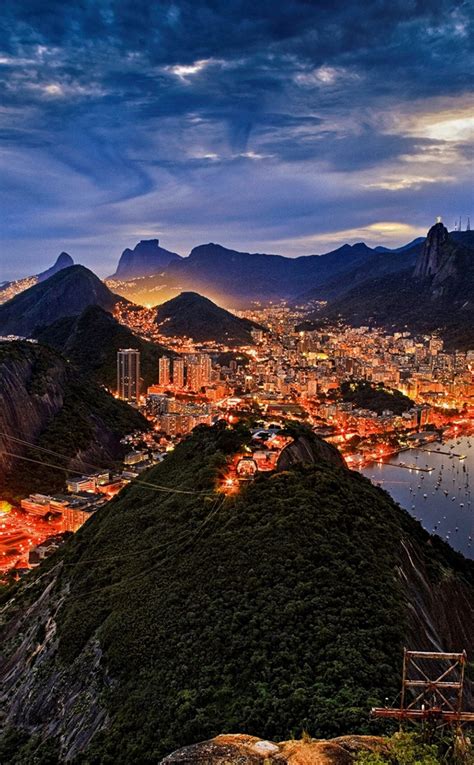 Download Wallpaper 950x1534 Rio De Janeiro Night City Mountains