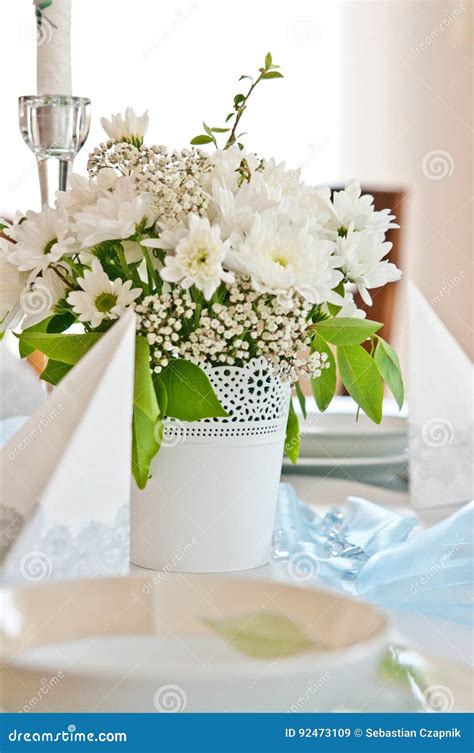 First Holy Communion Ceremony Table Setting Stock Image Image Of