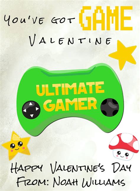Gamer Valentines Day Card Template Video Game Valentines Etsy