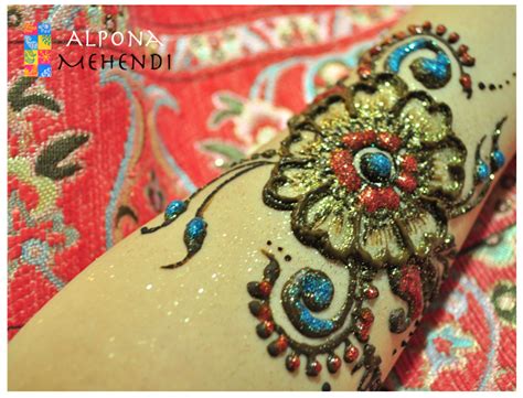 20% off with code fourthjuly21. Alpona Mehendi, custom henna tattoo w glitter (With images ...