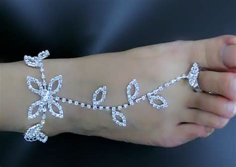 Sexy Foot Anklet Toe Ring Anklet Rhinestone Crystal Beach Wedding Bridal Foot Anklet Chain