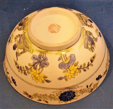 Japanese Porcelain Ware Decorated In Hong Kong Acf Blue Yellow Floral