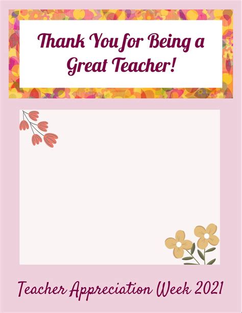 Free Printable Teacher Appreciation Thank You Note Teacher