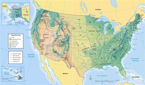 Us Geography Map Us Map Geography Northern America Americas