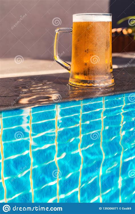 A Glass Of Beer On A Sunny Day By The Pool Stock Image Image Of Pint