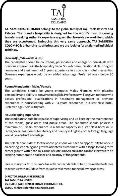 You can begin your career as a steward/assistant and still move forward as long as you learn the business aspects, acquire all the necessary hi vinod. Stewards / Room Attendants / Housekeeping Supervisor