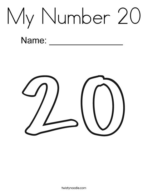 Here is a set of 20 coloring pages. My Number 20 Coloring Page - Twisty Noodle