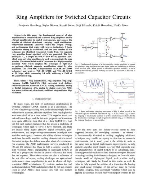 Ring Amplifiers For Switched Capacitor Circuits