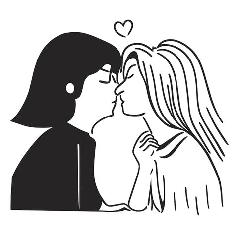 premium vector lesbian couple in love hand drawn flat stylish cartoon sticker icon concept