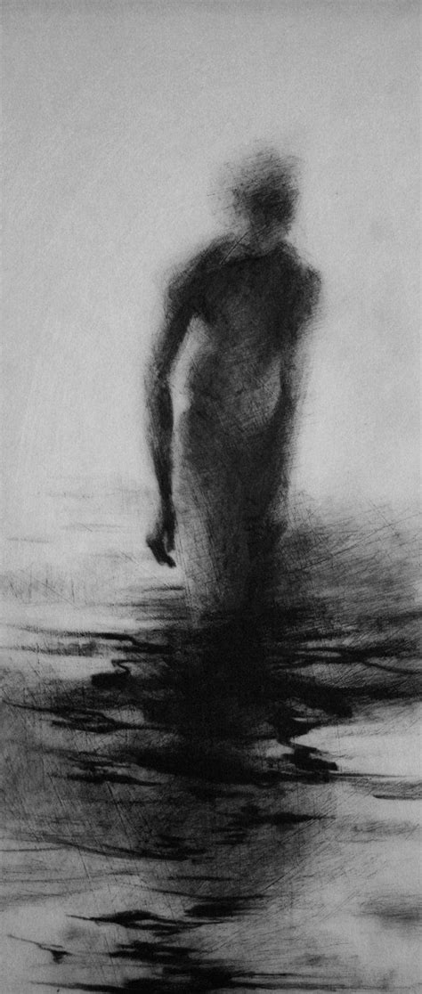 Haunting Figure Drawing Gothic Moody Dark Shadow Crayon Wading Etsy